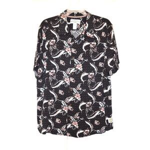 Margaritaville Hawaiian Shirt Short Sleeve Black‎ Floral Men's XL